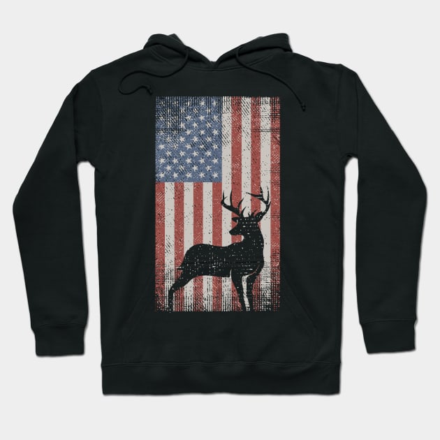 Whitetail Buck Deer USA Flag Hoodie by Etopix